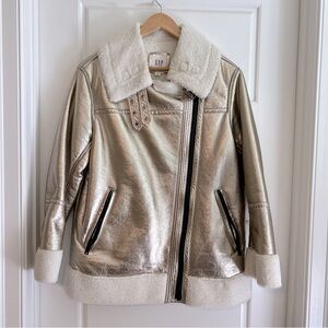 warm washable! Silver/gold designer look bomber jacket! New without tags szS